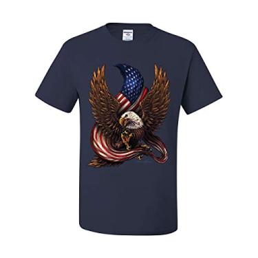 Imagem de Camiseta masculina EUA Stars and Stripes Patriot American Pride Bald Eagle, Azul-marinho, P