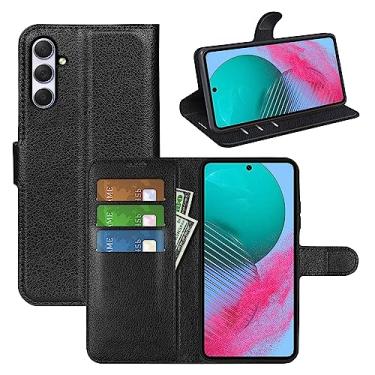 Imagem de Capa de telefone para Samsung Galaxy M54 5G, couro PU com suporte para cartão de crédito, carteira fina flip com suporte, capa protetora para Samsung M54 5G (preta)