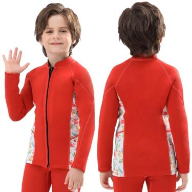 Imagem de DEHAI Jaqueta masculina feminina, neoprene de 2 mm, 3 mm, camisa de manga comprida e colete juvenil com zíper frontal sem mangas, esportes aquáticos para mergulho, natação, esqui aquático, surfe