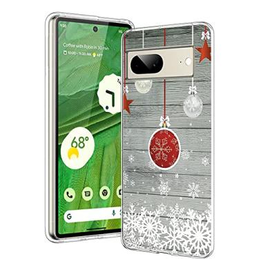 Imagem de Capa estética para Google Pixel 7, pingente de Natal, floco de neve, capa protetora à prova de choque para mulheres e meninas