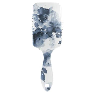 Imagem de Escova de cabelo com almofada de ar, aquarela de verão, flores azuis, pincéis, antiestáticas, molhadas e secas, para mulheres, meninas, textura de cabelo condicionante