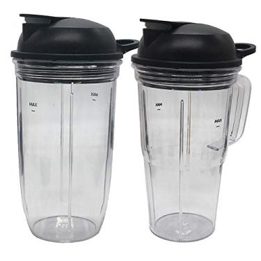 Imagem de Pote pessoal para espremedor de suco de 24 ozcup e copo com alça de 680 g com tampa para viagem, compatível com NutriBullet Blender Combo/PRO 1000/ Select Blender (4, 1 x copo de 680 g + 1 x copo com