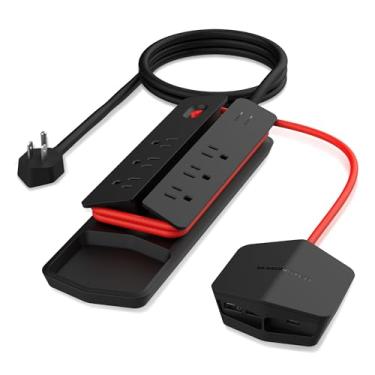 Imagem de Monster Protetor de sobretensão de vértice Power Center, 6 saídas CA, 2 portas USB-A e 1 porta USB-C (20W), preto