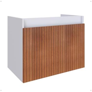 Imagem de Armário Gabinete Suspenso Perseu para Banheiro 2 Portas com Prateleiras Internas-Quarteto Móveis (BRANCO/RIPADO)