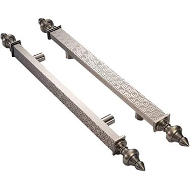 Imagem de Maçaneta deslizante para porta de celeiro bronze grande puxador para porta da frente/porta deslizante, maçaneta de porta de celeiro retrô resistente interna/externa, ajuste de porta de vidro/madeira,