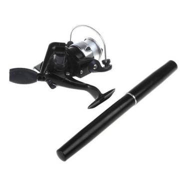 Imagem de Mini Vara De Pesca Tipo Caneta Pen Com Molinete + Linha (Preto)