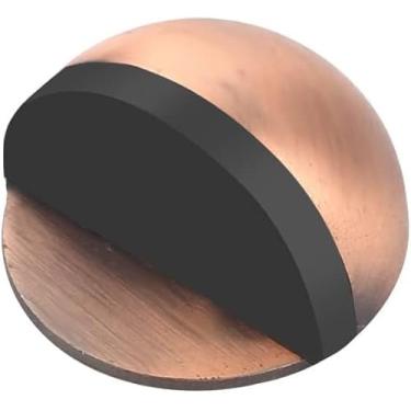 Imagem de Batente de porta, 4 peças de batente de porta de piso de aço inoxidável, piso oval montado com parafusos e almofadas autoadesivas - amortecedor de borracha com amortecimento de som, durável