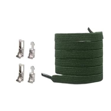 Imagem de Cross Buckle Elastic Laceless Shoelaces For Sneakers Flat Shoelaces For Kids And Adults Elastic Shoelaces For All Shoes(Army green)