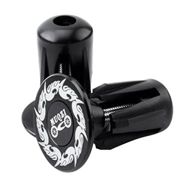 Imagem de Plugues universais de liga de alumínio para guidão de bicicleta - rolhas de peso para manoplas de guidão de estrada - Serve para diâmetro interno do guidão 17-21,7 mm - 1 par - preto