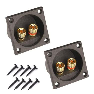 Imagem de XYRSTOLR 2 peças Caixa de alto-falante quadrada de 2,2 polegadas 2 vias terminal terminal de alto-falante com plugues banana caixa de subwoofer terminal de alto-falante