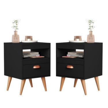 Imagem de Conjunto 2 Mesas de Cabeceira Sal Preto - Rede Móveis