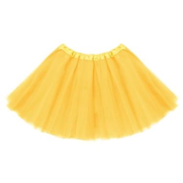 Imagem de Tutu para meninas pequenas, 3 camadas, saia tutu de tule para crianças de 4 a 14 anos, tutus, para dança, balé, fantasia, vestido de Halloween, Amarelo, 4-14 Years