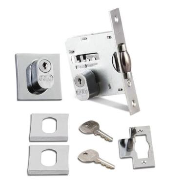 Imagem de Fechadura rolete 2005 porta pivotante roseta quadrada gold