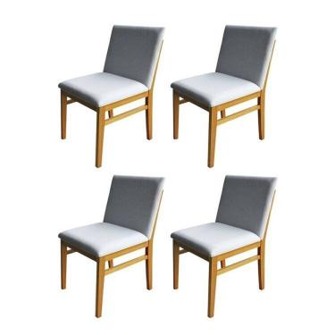 Imagem de Kit 4 Cadeira Rope em Madeira Maciça de Eucalipto Linho Branco/Marrom