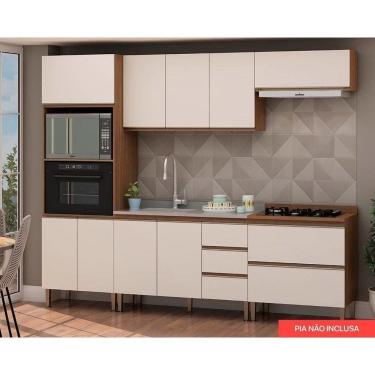 Imagem de Cozinha Completa Dália 5 Peças (2 Armários + 2 Balcões + 1 Paneleiro) Ebano/off White - Genialflex