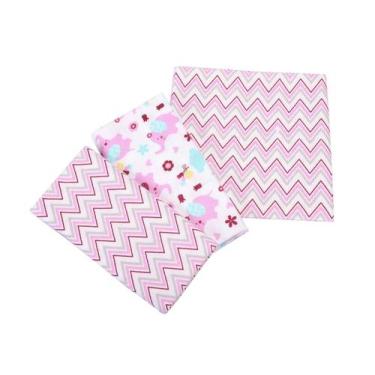 Imagem de Kit Cueiro Bebe Mantinha 50cmx80cm Menina 100% Algodão - Minasrey