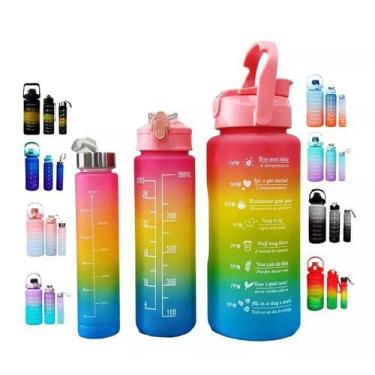 Imagem de Kit com 3 Garrafas Motivacionais Coloridas - Rignel
