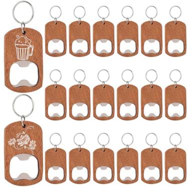 Imagem de Framendino, Pacote com 20 abridores de garrafas de madeira, chaveiros de madeira, abridores de garrafas, chaveiros com gravação em madeira, etiqueta para presente de festa em casa, artesanato DIY