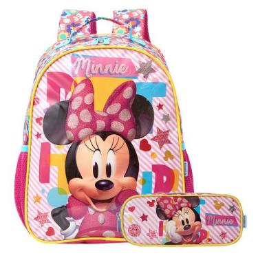 Imagem de Mochila Minnie Alças Infantil Com Estojo Escolar Disney - Xeryus