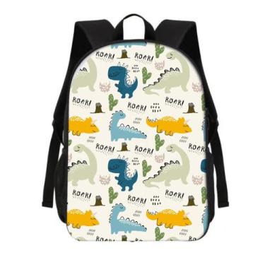 Imagem de Mochila Escolar Dinossauro Branco Volta as Aulas - Benellys, Preto