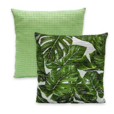 Imagem de Kit 2 Capas de Almofadas PIQUET Favinho Lisa e Estampada 40x40 C/ Zípe
