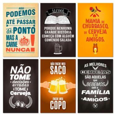 Imagem de Kit Placas Quadros Churrasco e Bar Mdf 6 pçs 20x13 cm - Art Print