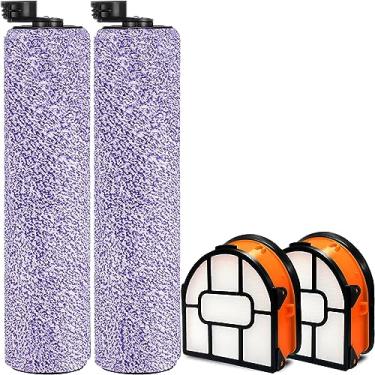 Imagem de Pacote com 4 rolos de escova e filtro de substituição WDB1F2 para aspirador de pó Shark WD101 WD201 WD100 WD200 AW201 WD200C WD201C WD101C HydroVac XL 3 em 1, compare as peças WDB1, WDB2, WDFF1, WDFF1, WDFF1. FF2, WDBB 1F2