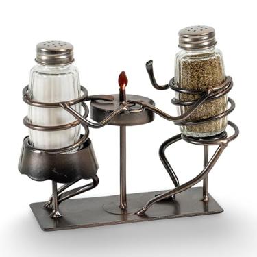 Imagem de Made Easy Kit Conjunto de coqueteleira para casal de sal e pimenta – Inclui 2 potes de especiarias (mesa de casal à luz de velas)