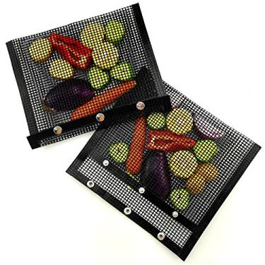 Imagem de Sacos de grelha de malha para churrasco, resistentes ao calor, antiaderentes, sacos de grelhar reutilizáveis, fáceis de limpar, peças 2 adequadas para carvão, gás, churrasqueiras elétricas e