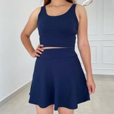 Imagem de Saia Curta Mini  Gode Rodada Redonda - vivi rangel, Azul marinho, GG