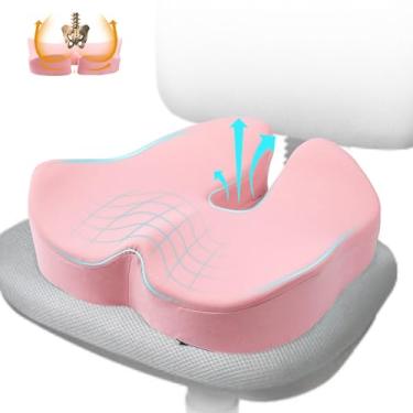 Imagem de DAPOTUGI X Almofada de assento grande de espuma viscoelástica para cadeira de escritório, para apoio das costas, alívio da ciática e cóccix, almofada para alívio da dor no cóccix, para ficar sentado