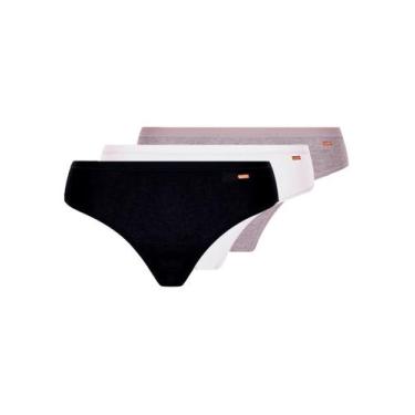 Imagem de Kit com 3 Calcinhas Biquíni Loba 40353-001 Plus Size - LUPO, Cinza, XX