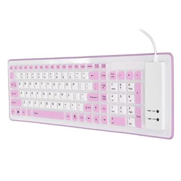 Imagem de Teclado Dobrável de Silicone à Prova D'água Mudo USB Com Fio 103 Teclas para PC Laptop (Roxo)