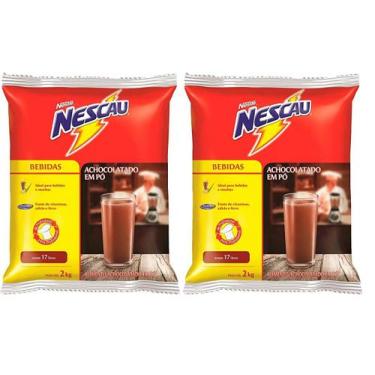 Imagem de Kit 2 Pacotes Achocolatado Em Pó Nescau Nestle Embalagem 2kg - Nestlé