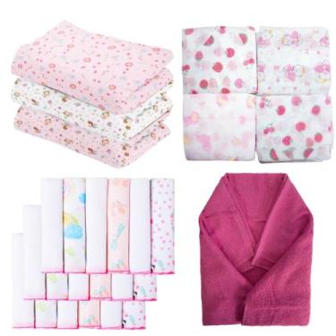 Imagem de Mega Kit 37 Peças Enxoval Bebê 15 Fralda de Pano + 18 Pano de Boca + 3