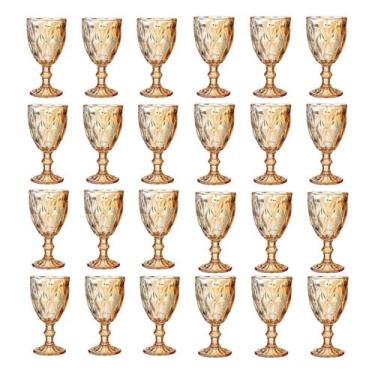 Imagem de Jogo 24 Copo Taça 330ML Elegante Diamante Ambar Bico de Jaca - Class H
