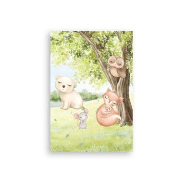 Imagem de Painel De Festa Vertical 1,50 x 2,20 -  Bosque Animais Aquarela Delica