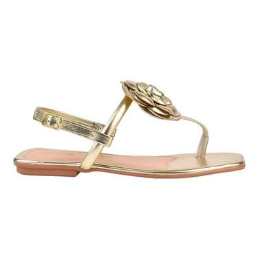 Imagem de Sandália Rasteirinha Feminina com Fivela e Flor Leve Macia Estilo Casu