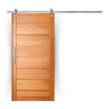 Imagem de Porta de Correr Completa BBB em Madeira Maciça Tauari com Trilho de Aç