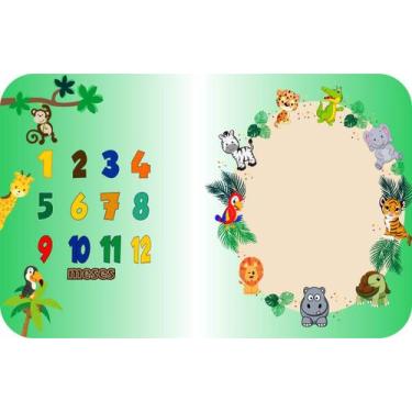 Imagem de Tapete Mesversário Cenário Para Foto Meses Do Bebê Safari Colorido - C