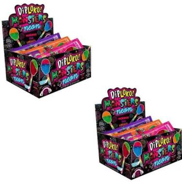 Imagem de Pirulito Monsters Caveira Neon Sabores Sortidos 60 Unidades - Danilla 