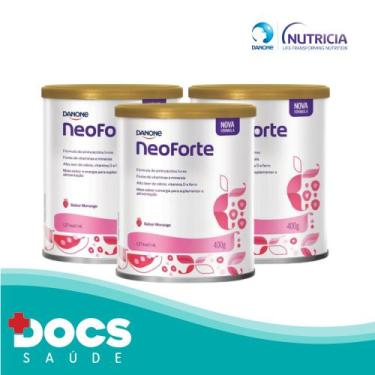 Imagem de Fórmula Infantil NeoForte 400gr Danone KIT 03 unidades, Morango