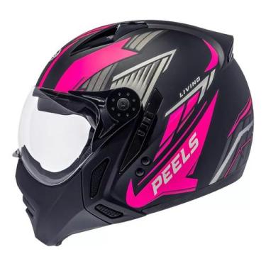 Imagem de Capacete Moto Peels Mirage Living Preto Fosco Pink Aberto, 58