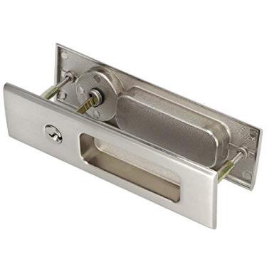 Imagem de Fechadura de Porta Deslizante Quadrada Com Gancho único – Opções Clássicas de Preto e Prata Escovada para Banheiro, Armário, Varanda e Banheiro – Segura e Elegante (Fechadura