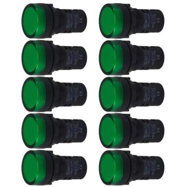 Imagem de Kit 10 sinaleiro led 22mm verde 220v stark