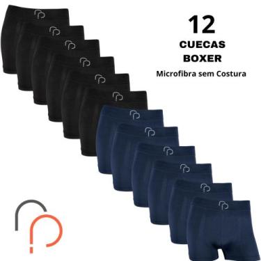 Imagem de Kit 12 Cueca Box Boxer Masculina RP Basic Microfibra Elastano Adulto L