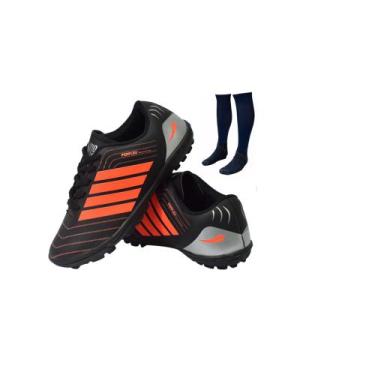 Imagem de Chuteira Society  Revolution Adulto Infantil com Meião - Perflex, Pret