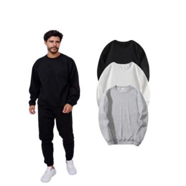 Imagem de Kit Com 3 Blusas Moletom Gola Careca Masculino - Sunset, GG, Colorido