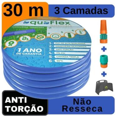Imagem de Mangueira Doméstica Trançada 30 Metros AquaFlex + Suporte