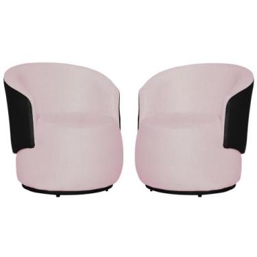 Imagem de Kit 02 Poltronas Tecido Suede Mesclado em material sintético Preto Bea